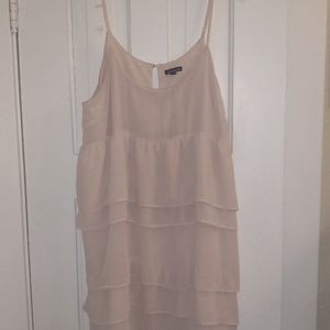 Ruffled spaghetti trap blush pink dress